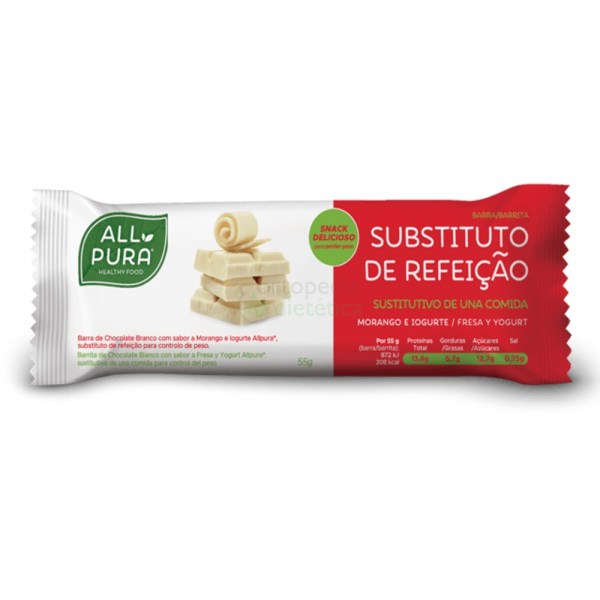 Allpura Barra Substituta Refeição | Embalagem Chocolate Branco, Morango e Iogurte 55g